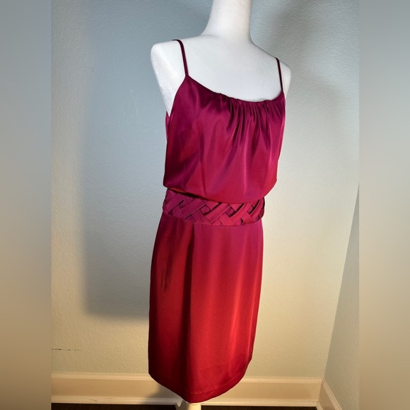 Antonio Melani Burgundy Satin Dress - Size 6 - Picture 3 of 11